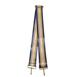 Kedzie Interchangeable Strap – Blue & Gold Glitter Stripe – Adjustable up to 55"